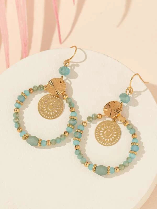 Beaded Round Drop Earrings mk98