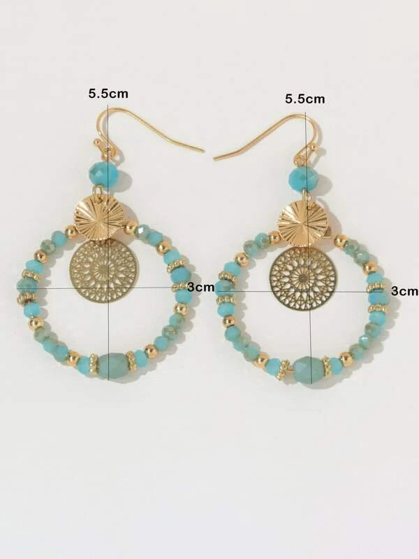 Beaded Round Drop Earrings mk98