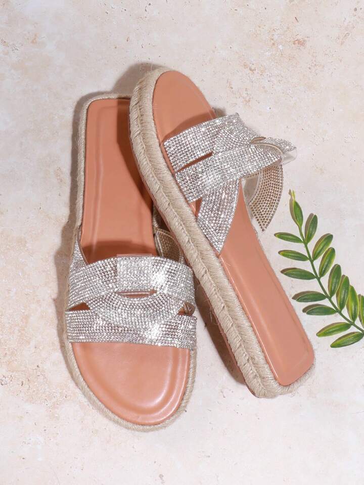 Women's Fashion Rhinestone Flat Sandal