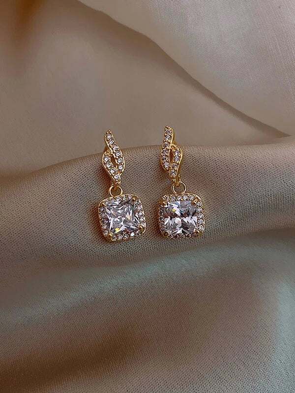 Rhinestone Geo Drop Earrings