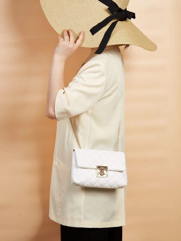 Quilted Twist Lock Flap Chain Bag