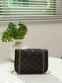 Mini Minimalist Twist Lock Quilted Chain Crossbody Bag
