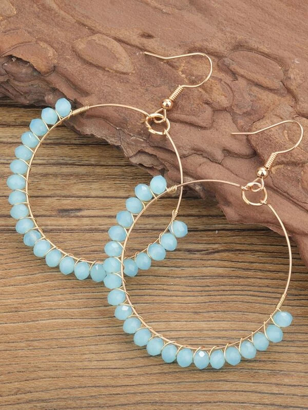 EMERY ROSE Crystal Beaded Round Drop Earrings