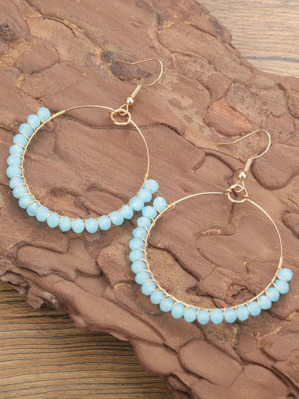 EMERY ROSE Crystal Beaded Round Drop Earrings