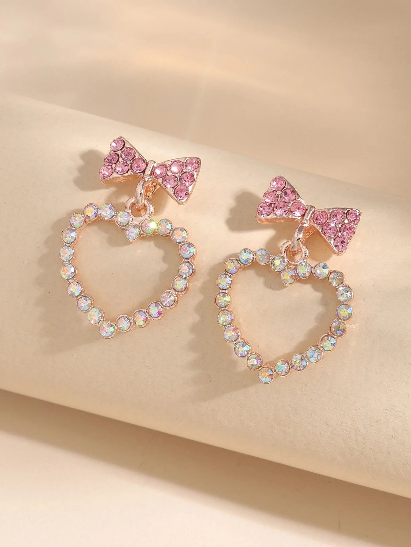 Heart & Bow Decor Drop Earrings