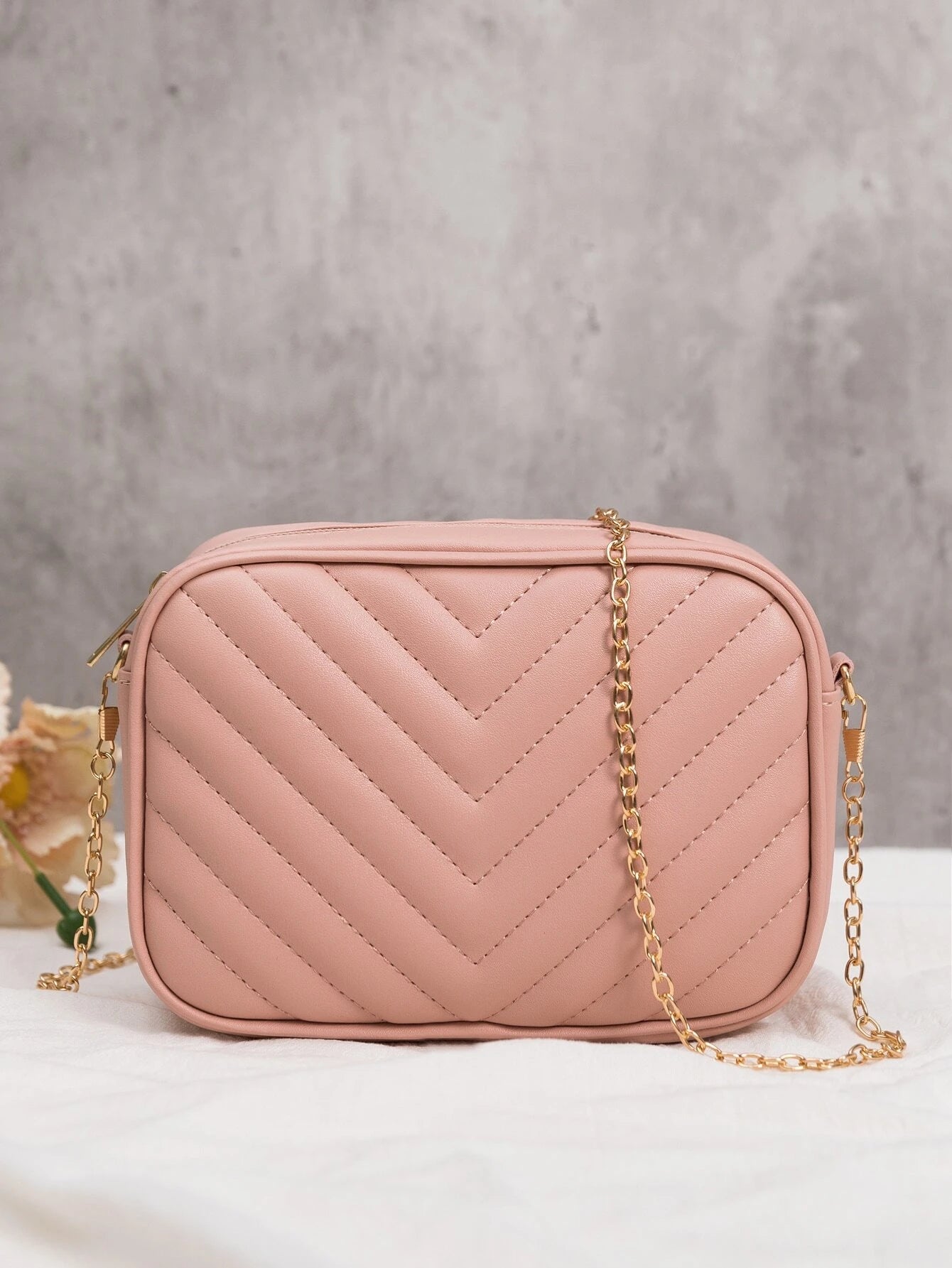 Mini Chevron Chain Crossbody Bag