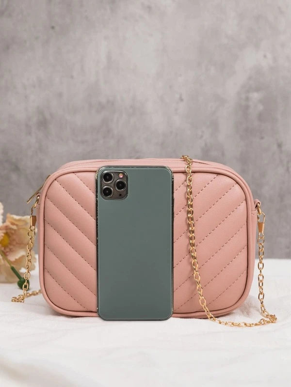 Mini Chevron Chain Crossbody Bag