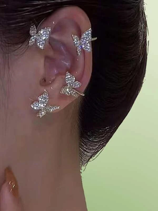 ROMWE Fairycore 1pc Rhinestone Butterfly Decor Ear Wrap