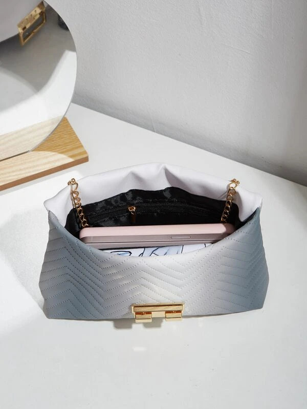 Ombre Chevron Chain Flap Square Bag