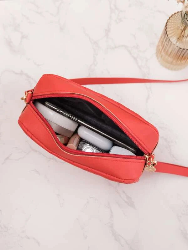 Mini Neon Red Chevron Letter Graphic Square Bag