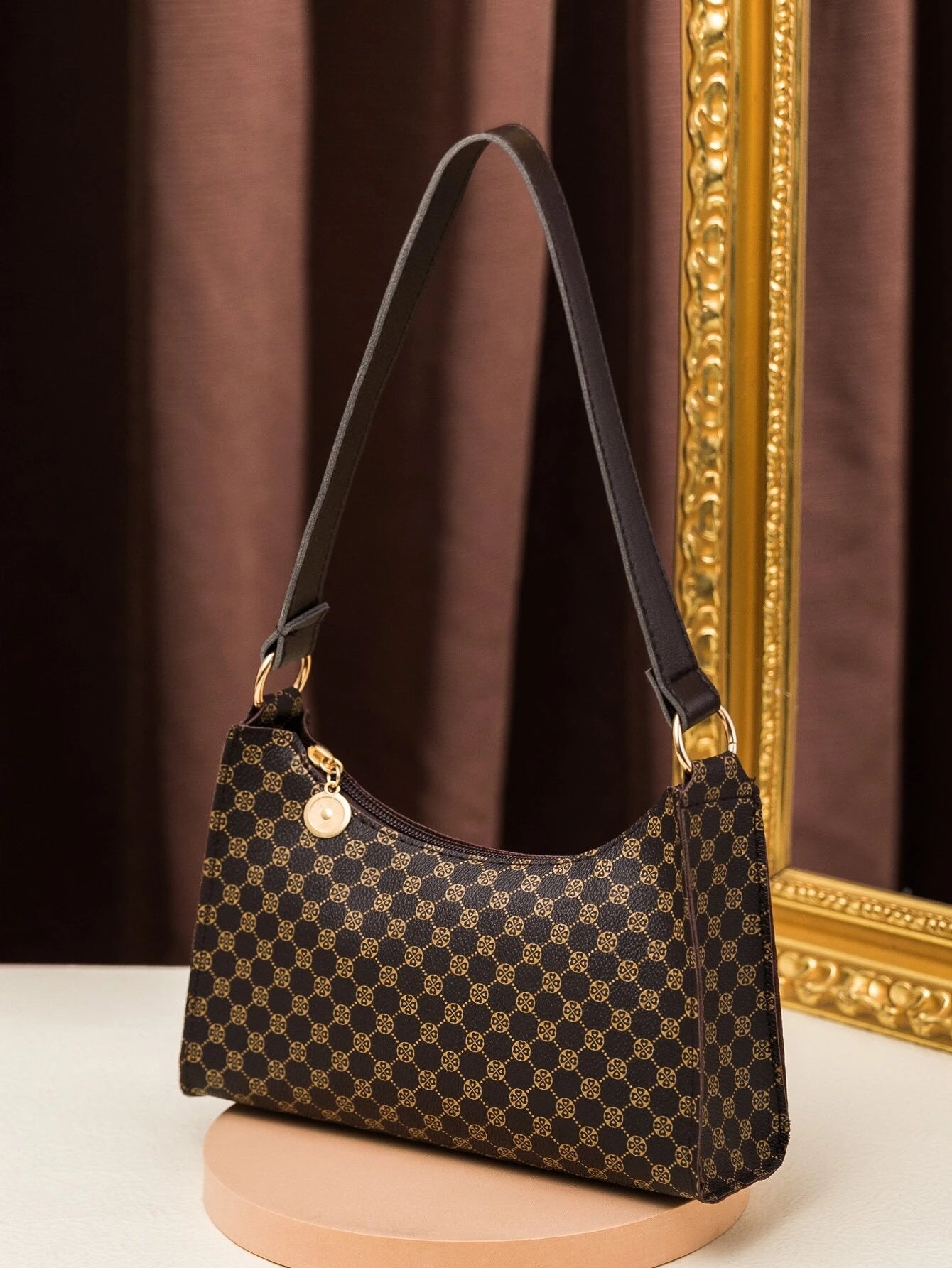 Geometric Pattern Baguette Bag