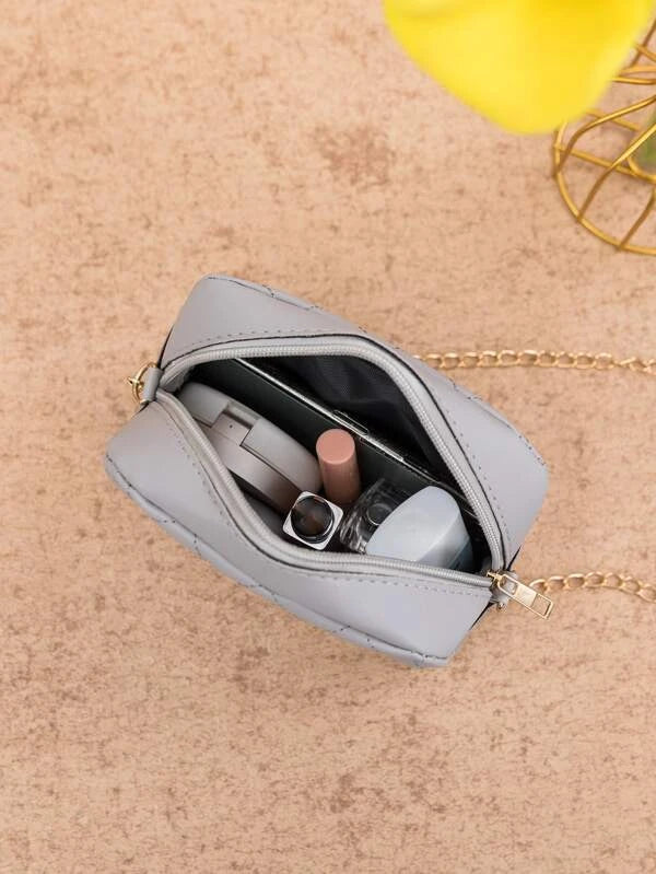 Mini Minimalist Quilted Chain Crossbody Bag