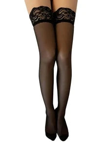 Lace Trim Over The Knee Socks