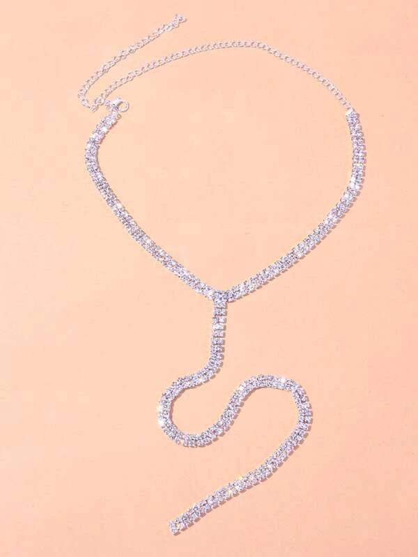 Rhinestone Decor Y Lariat Necklace