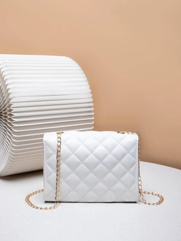 Mini Quilted Chain Flap Square Bag