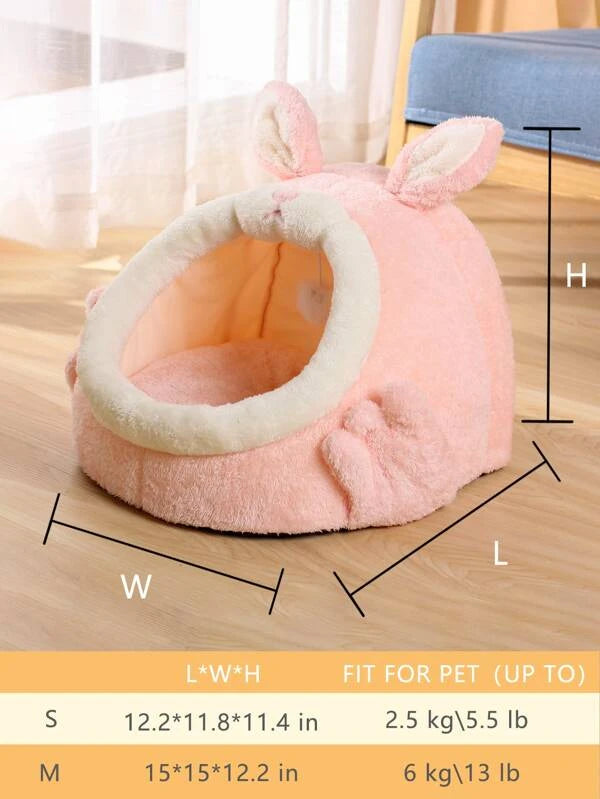 1db Rabbit Design Pet Bed (S - M) RÓZSASZÍN / SZÜRKE