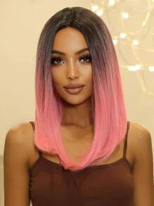 Ombre Short Straight Synthetic Wig
