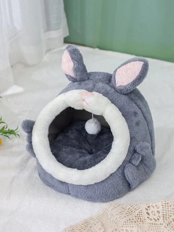 1db Rabbit Design Pet Bed (S - M) RÓZSASZÍN / SZÜRKE