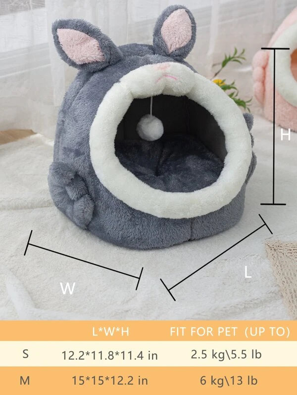 1db Rabbit Design Pet Bed (S - M) RÓZSASZÍN / SZÜRKE