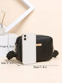 Mini Chevron & Metal Detail Square Bag