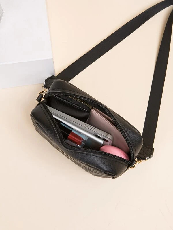 Mini Chevron & Metal Detail Square Bag