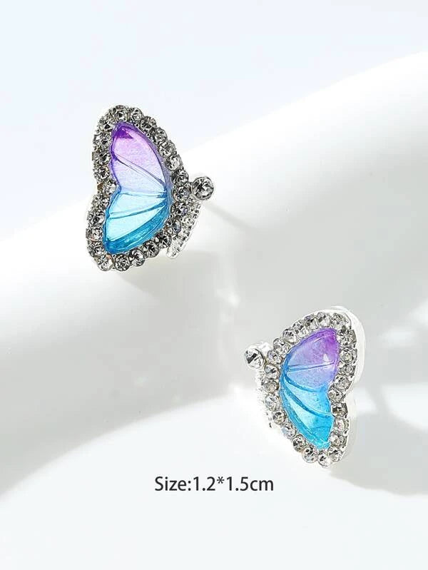 Rhinestone Decor Butterfly Stud Earrings