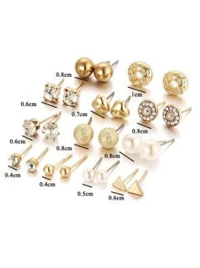 12pairs Faux Pearl & Rhinestone Earrings