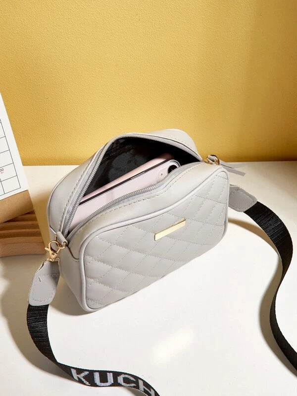 Metal Detail Quilted Tassel Decor Square Bag