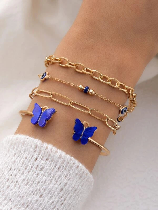 4pcs Butterfly Decor Bracelet