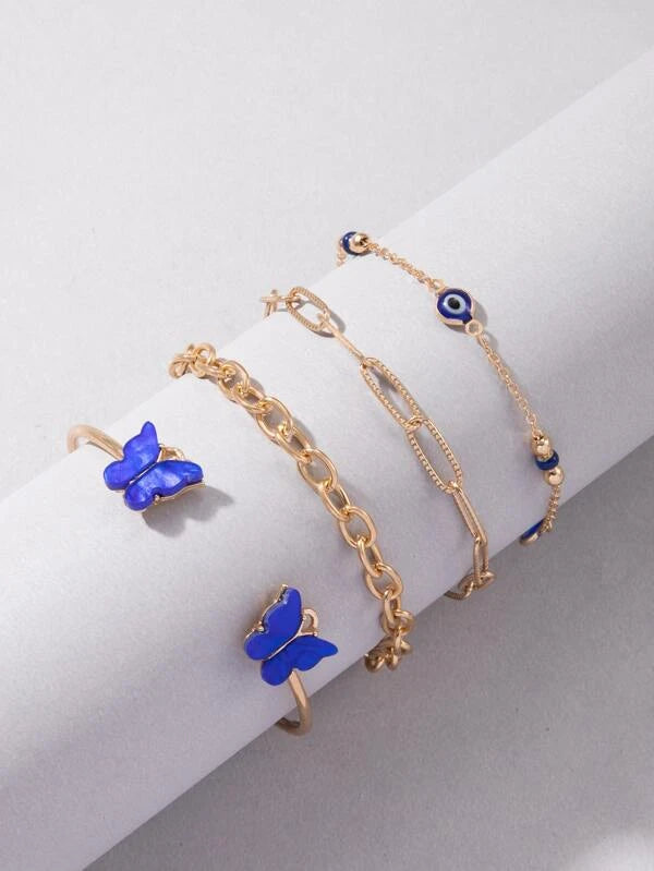 4pcs Butterfly Decor Bracelet