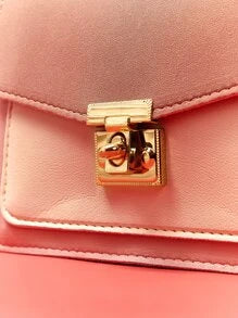 Mini Twist Lock Color Block Flap Chain Satchel Bag