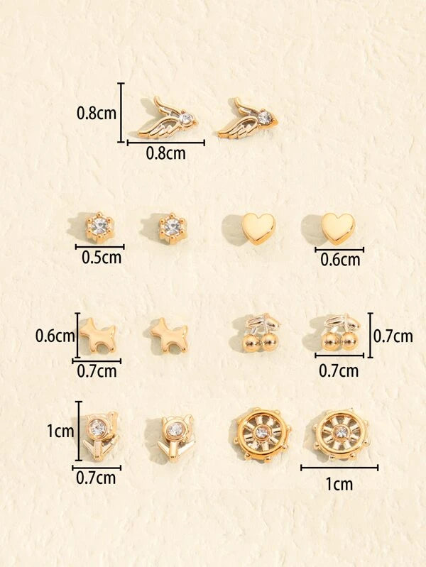 36pairs Random Rhinestone Decor Stud Earrings 77