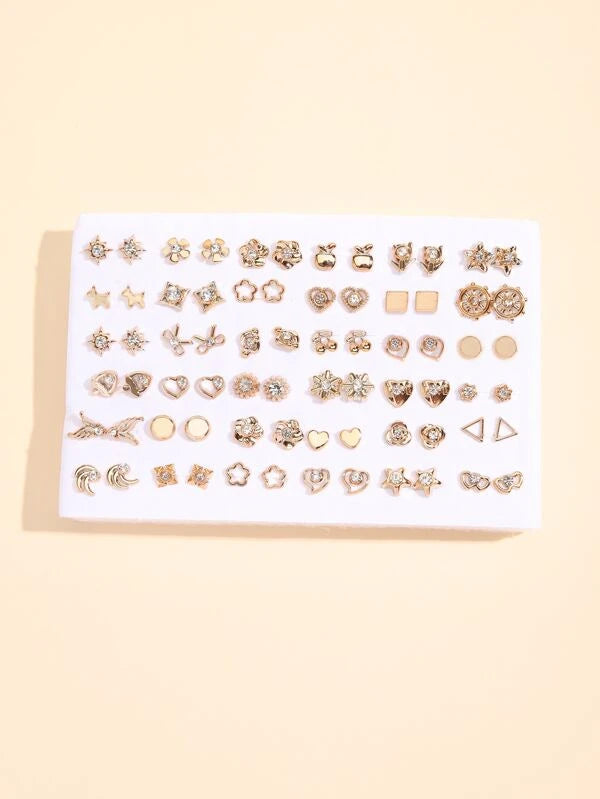 36pairs Random Rhinestone Decor Stud Earrings 77