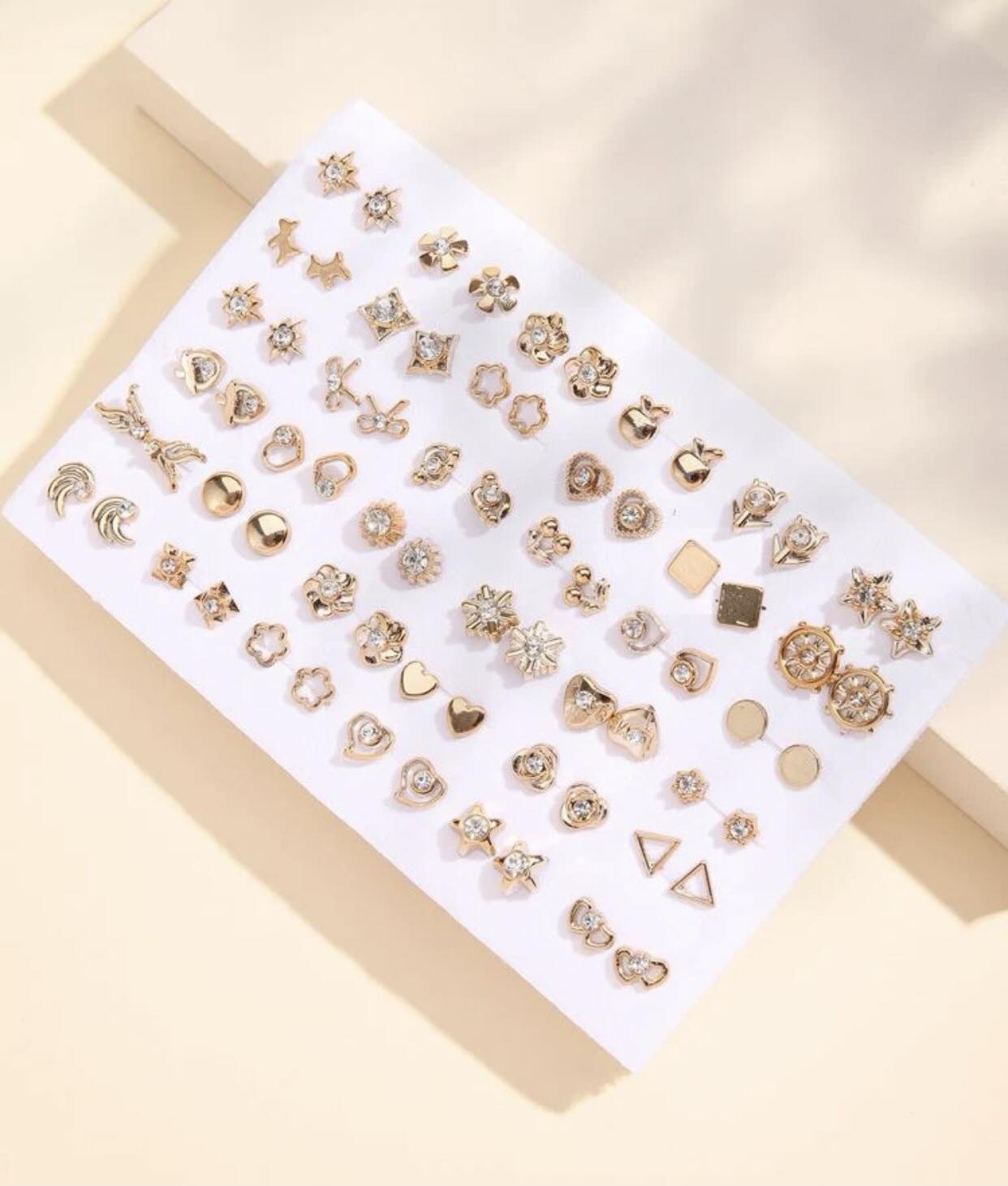 36pairs Random Rhinestone Decor Stud Earrings 77