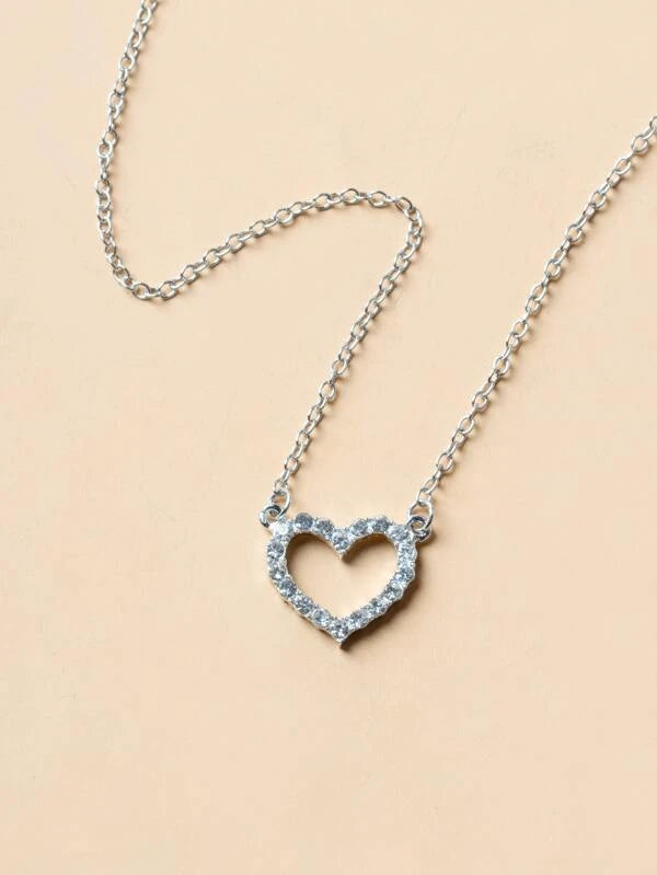 Rhinestone Heart Decor Necklace zu78 in YELOW/ SILVER Color