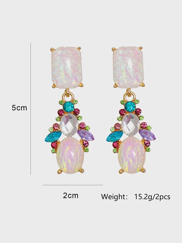 Rhinestone Decor Earrings ui8