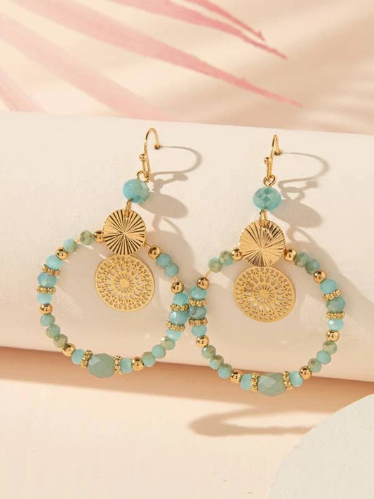 Beaded Round Drop Earrings mk98