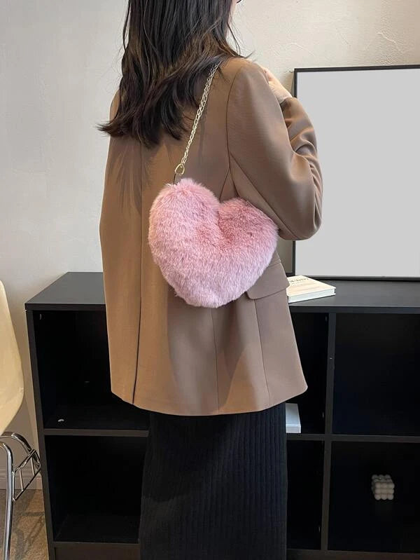 Heart Design Fluffy Novelty Bag