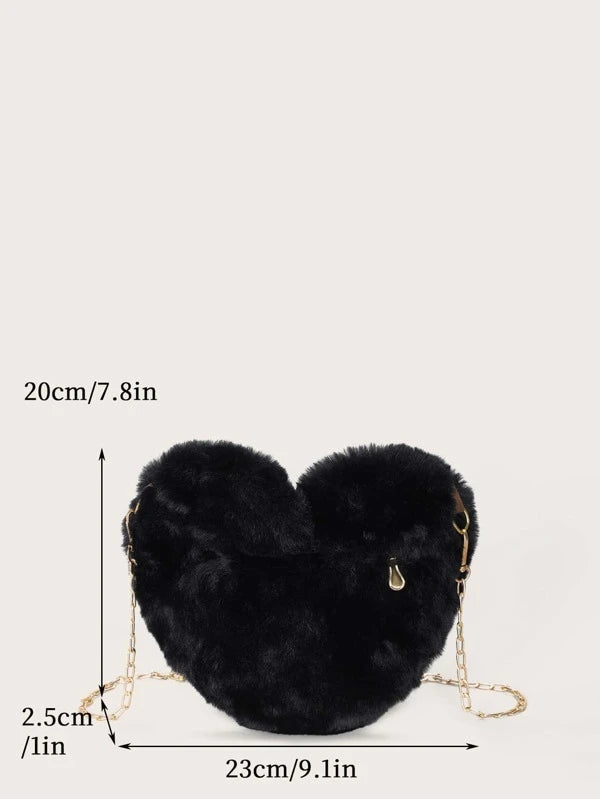 Fluffy Heart Design Novelty Bag