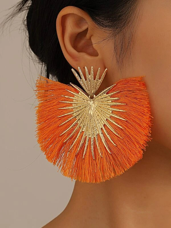 Tassel Drop Earrings bh76  in BLUE / YELLOW / GREEN / BLACK / ORANGE