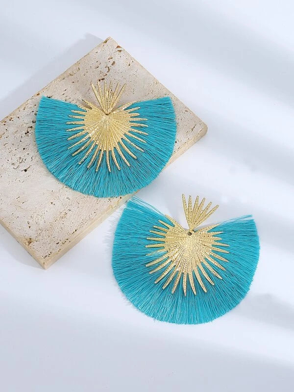 Tassel Drop Earrings bh76  in BLUE / YELLOW / GREEN / BLACK / ORANGE