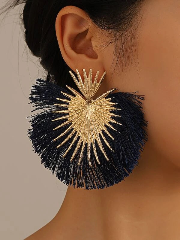 Tassel Drop Earrings bh76  in BLUE / YELLOW / GREEN / BLACK / ORANGE