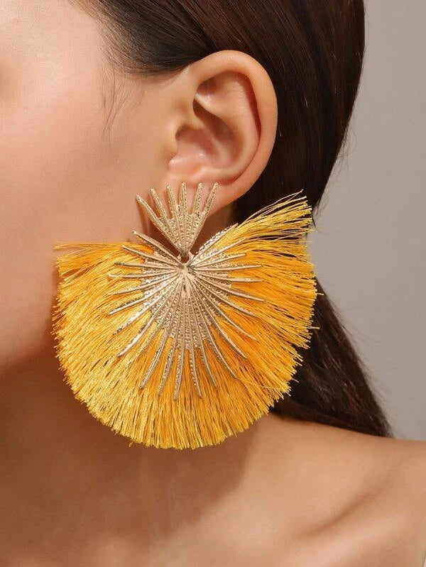 Tassel Drop Earrings bh76  in BLUE / YELLOW / GREEN / BLACK / ORANGE