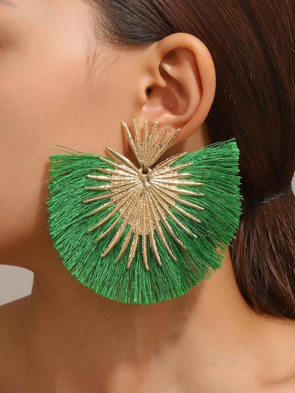 Tassel Drop Earrings bh76  in BLUE / YELLOW / GREEN / BLACK / ORANGE