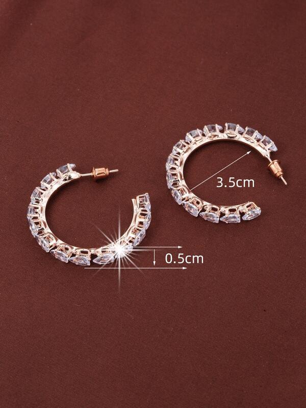 Cubic Zirconia Decor Hoop Earrings bh76