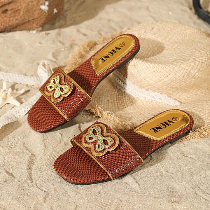 Outdoor Slippers, Trendy And Wild Python Pattern