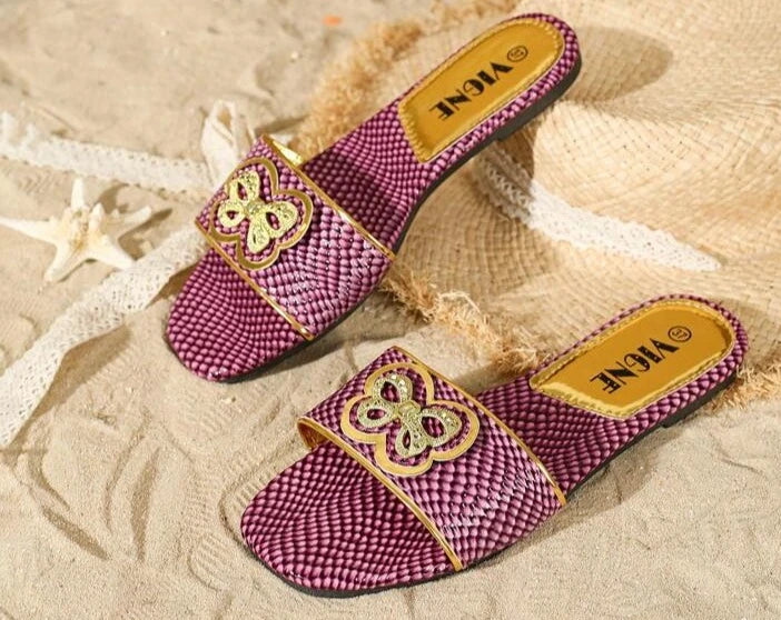 Fashionable Flip Flops, With Snake Print