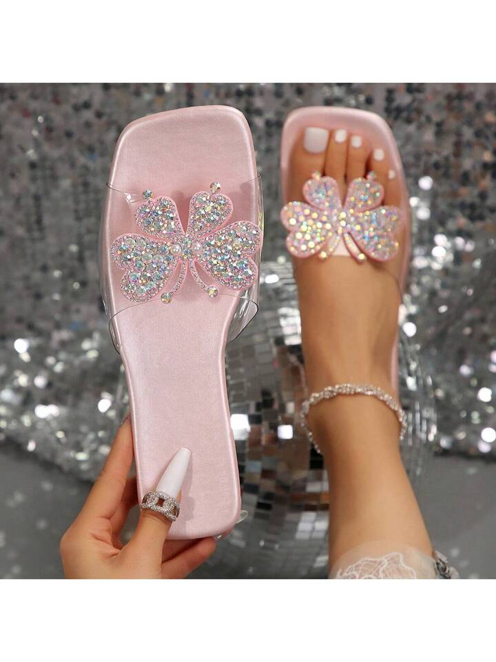 High-Quality Rhinestone Butterfly Sandal