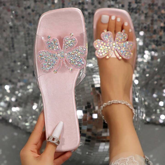 High-Quality Rhinestone Butterfly Sandal