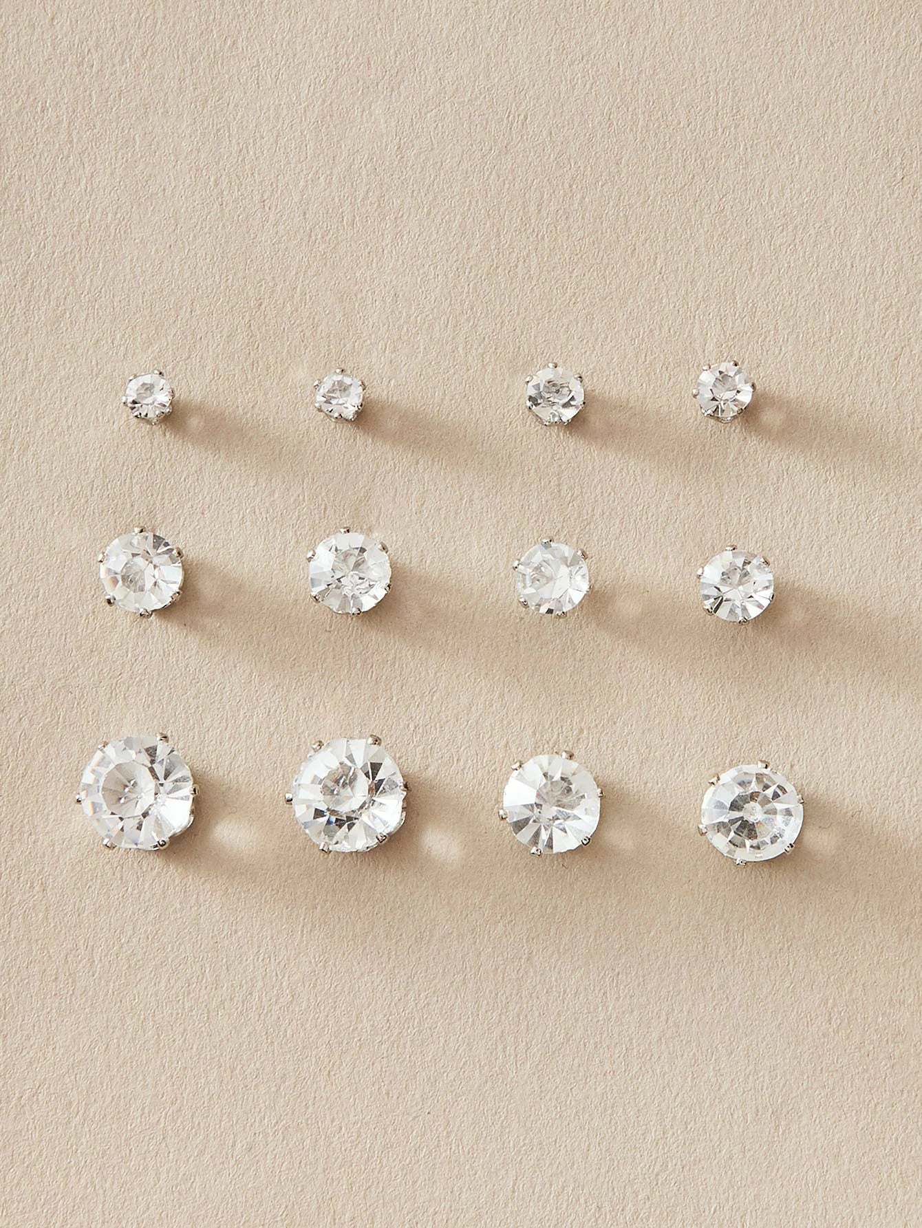 6pairs Rhinestone Decor Stud Earrings 89